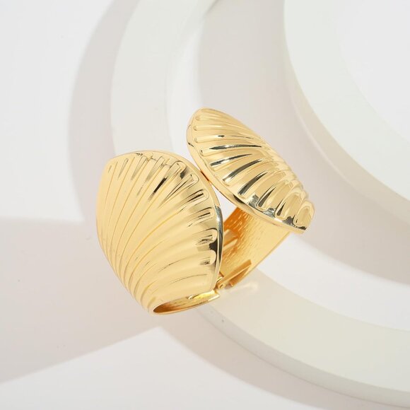 Chunky Gold Silver Seashell Bangle Bracelet for Women Beach Statement Jewelry - Picture 7 of 7